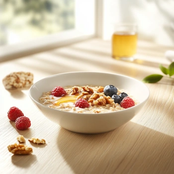 Вівсяна каша з ягодами та горіхами