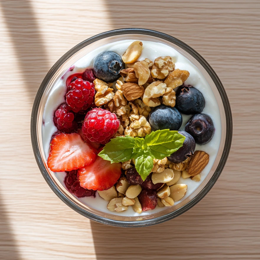 Йогурт з ягодами та горіхами
